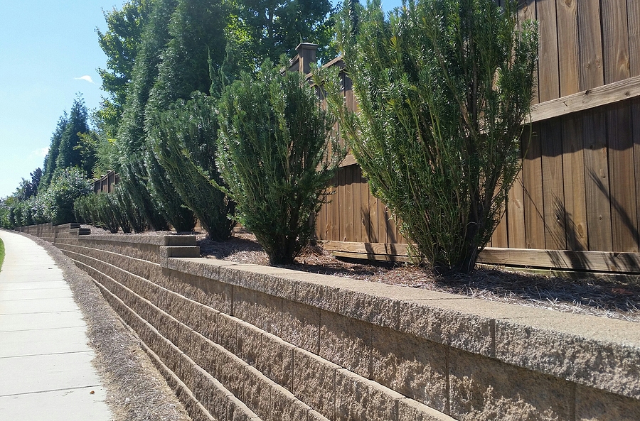 brick stones as a barrier and wood fences